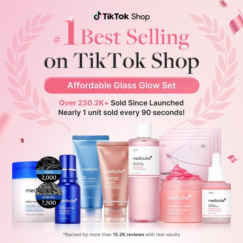 [Medicube] Affordable Glass Glow Skincare Set | Includes 8 TOP-SELLING Products for Radiant, Poreless, Glass Skin