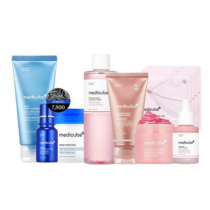 [Medicube] Affordable Glass Glow Skincare Set | Includes 8 TOP-SELLING Products for Radiant, Poreless, Glass Skin